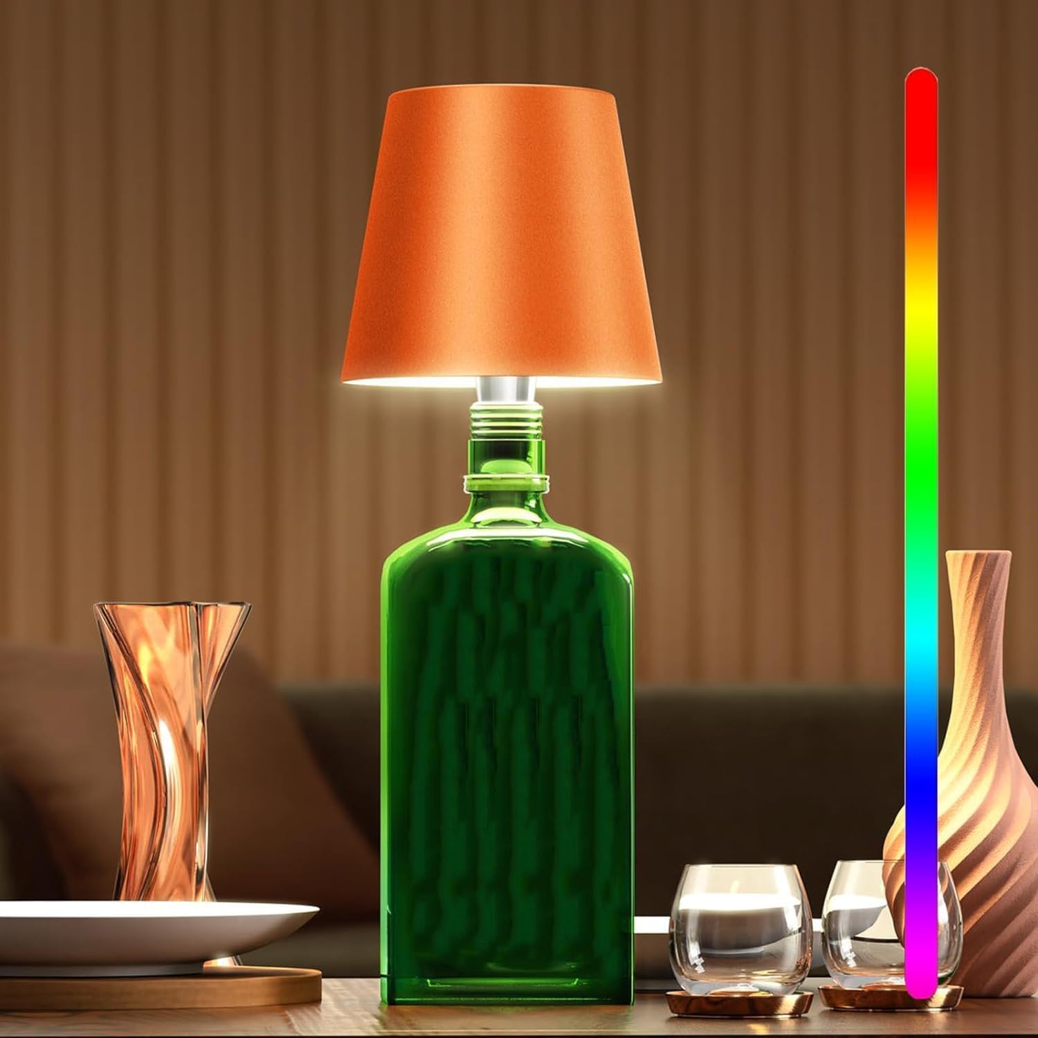 Elegant lighting bottle with touch control and USB charging