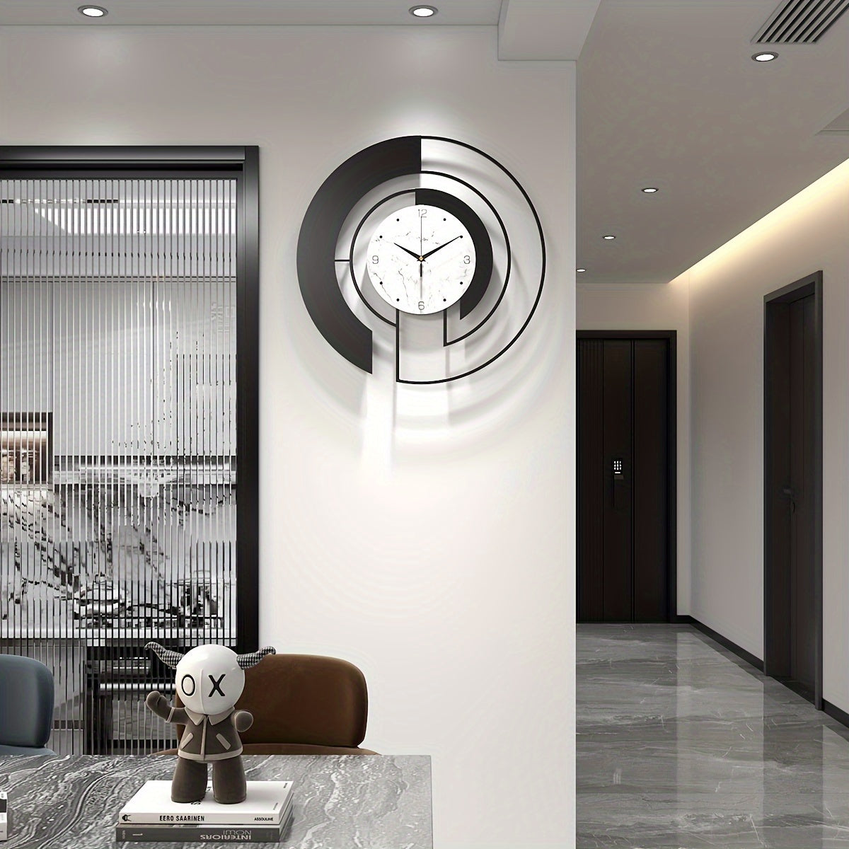 GeoClock - Elegant Black Geometric Alarm Clock