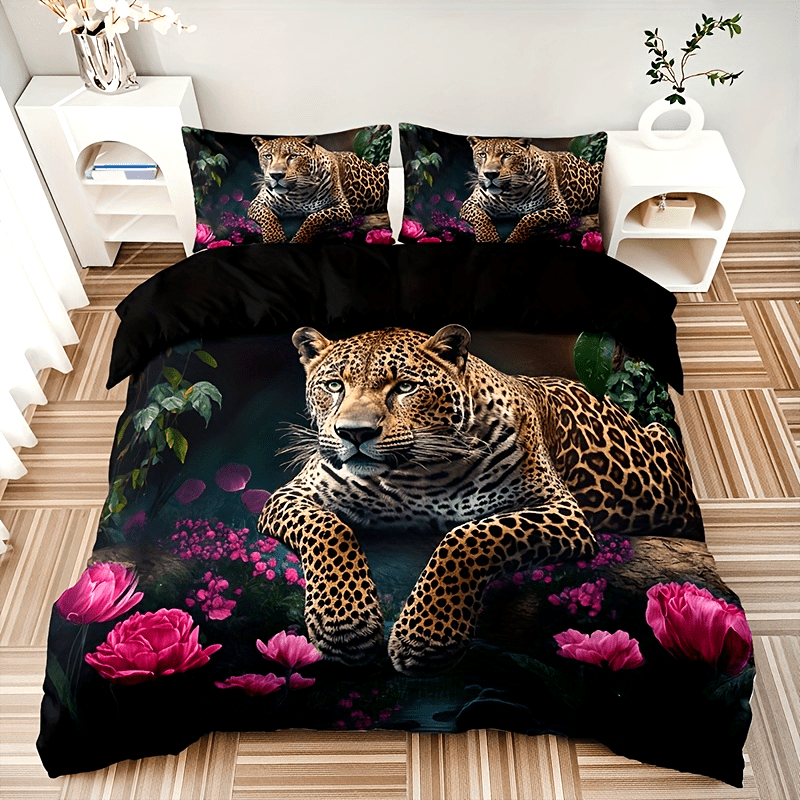 FierceFloral Bedding Set – Luxurious Animal Print and Flowers
