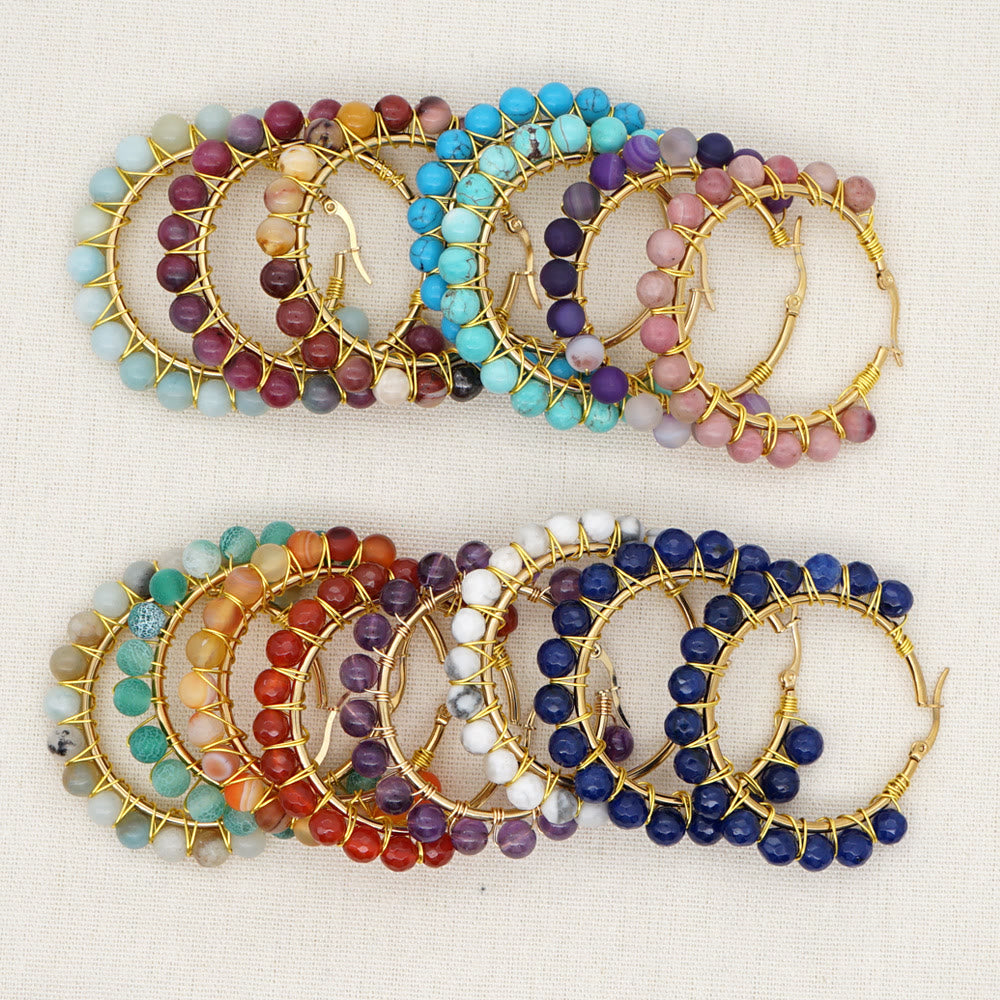 Sannes Elegant Boho Natural Crystal Earrings