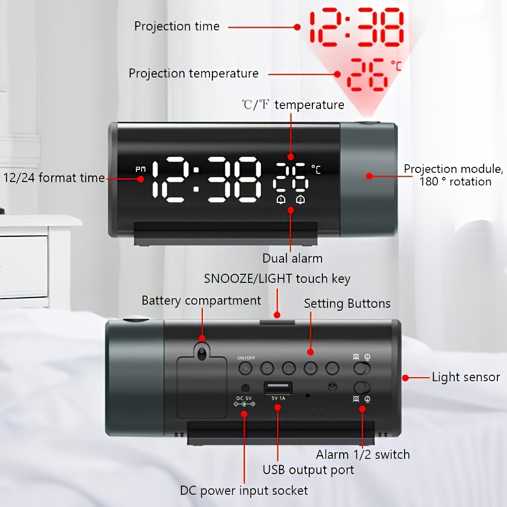 ProjectElite Clock - Black Modern Durable Projection Clock