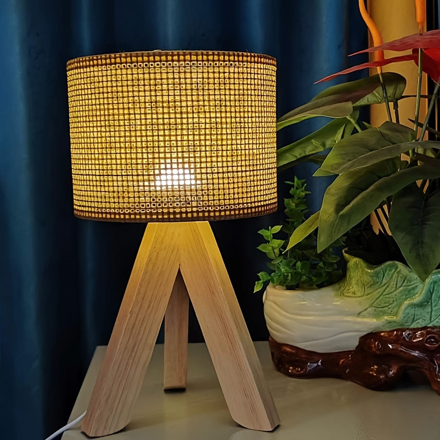 DecoGlow Lamp - Wooden Table Lamp with USB Charger