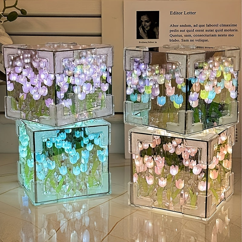 TulipGlow - Elegant Tulip LED Night Light with Mirror