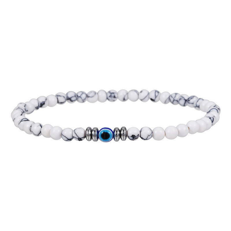 Carefully Crafted 4mm Natural Stone Bracelet with Evil Eye - Thor Edition for Men