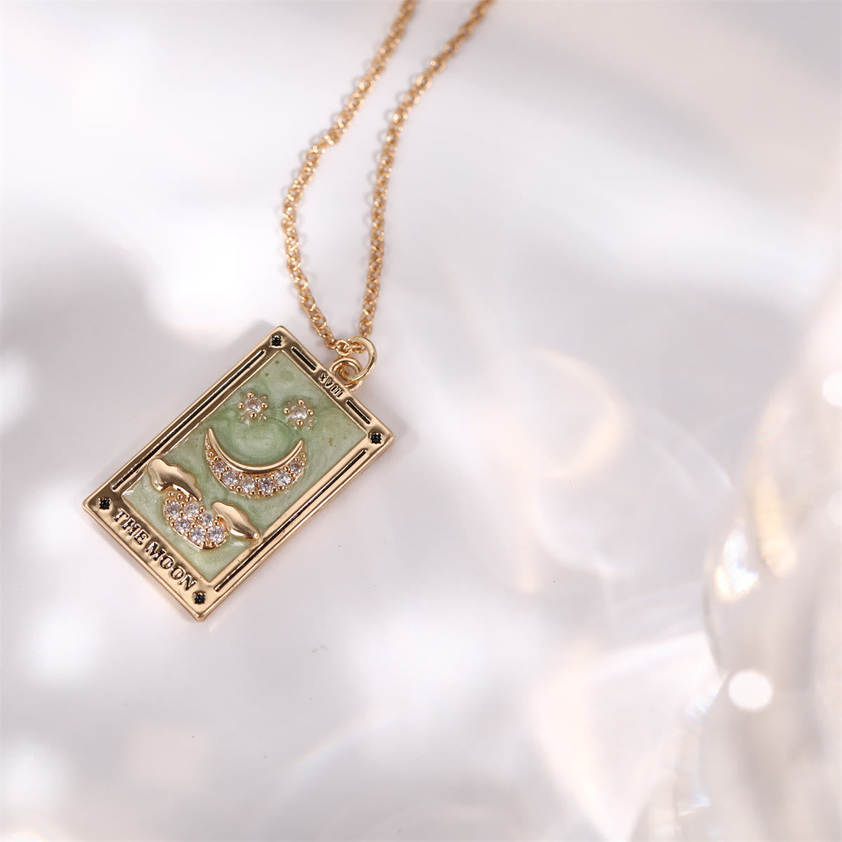 Elegant Amara Tarot Drop Pendant Necklace with Zirconia Gold Plating