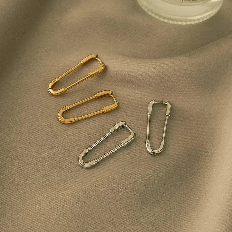 Elegant Gold and Silver Paperclip Earrings - Viola Design