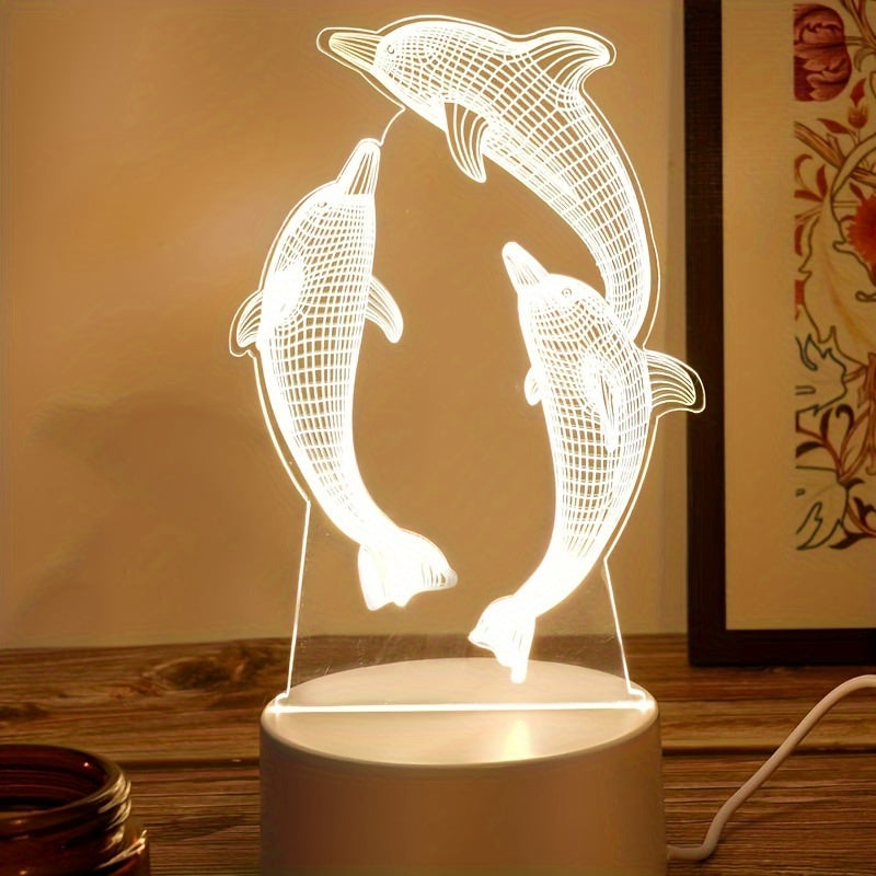 GeoDolphin - Trendy 3D Illusion Table Lamp