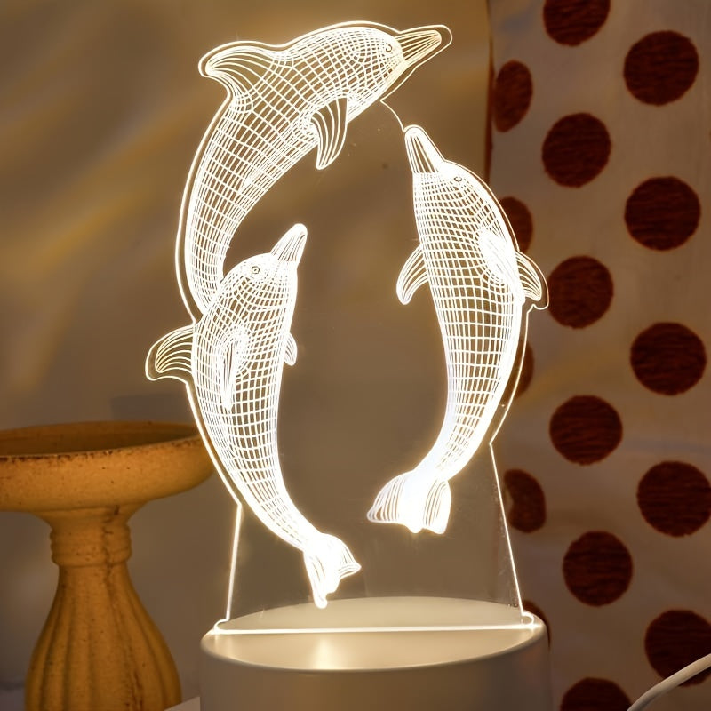 GeoDolphin - Trendy 3D Illusion Table Lamp