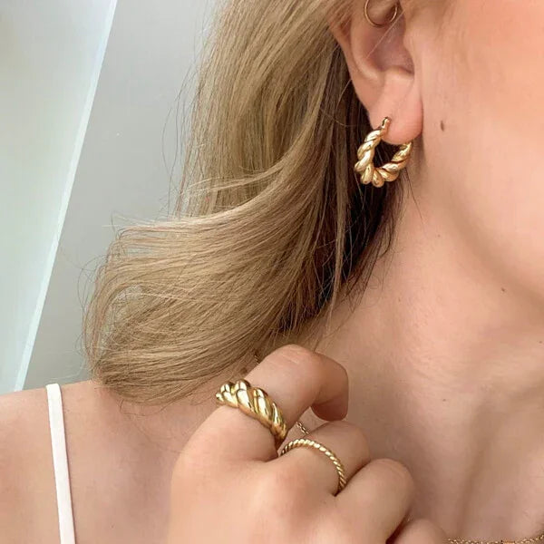Refined Gold Twisted Dome Ring - Selene Elegans
