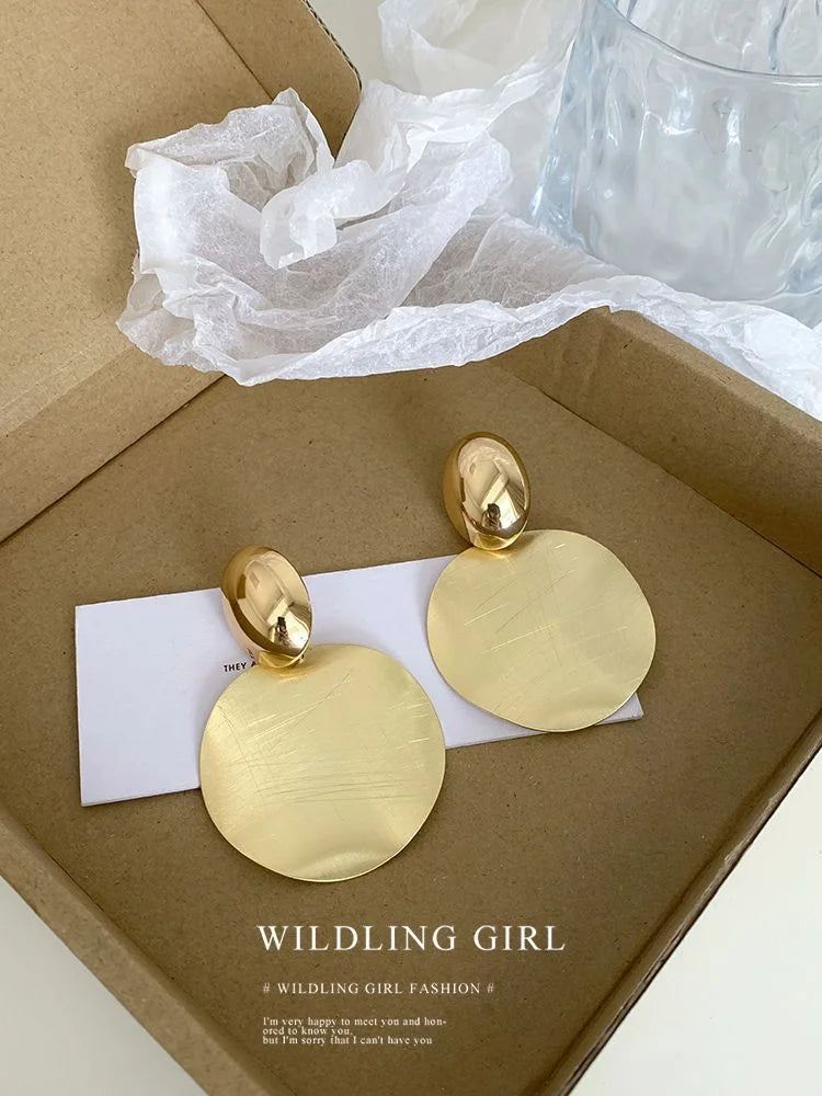 Elegant Gold Earrings with Luxurious Round Pendants - Amaya Collection