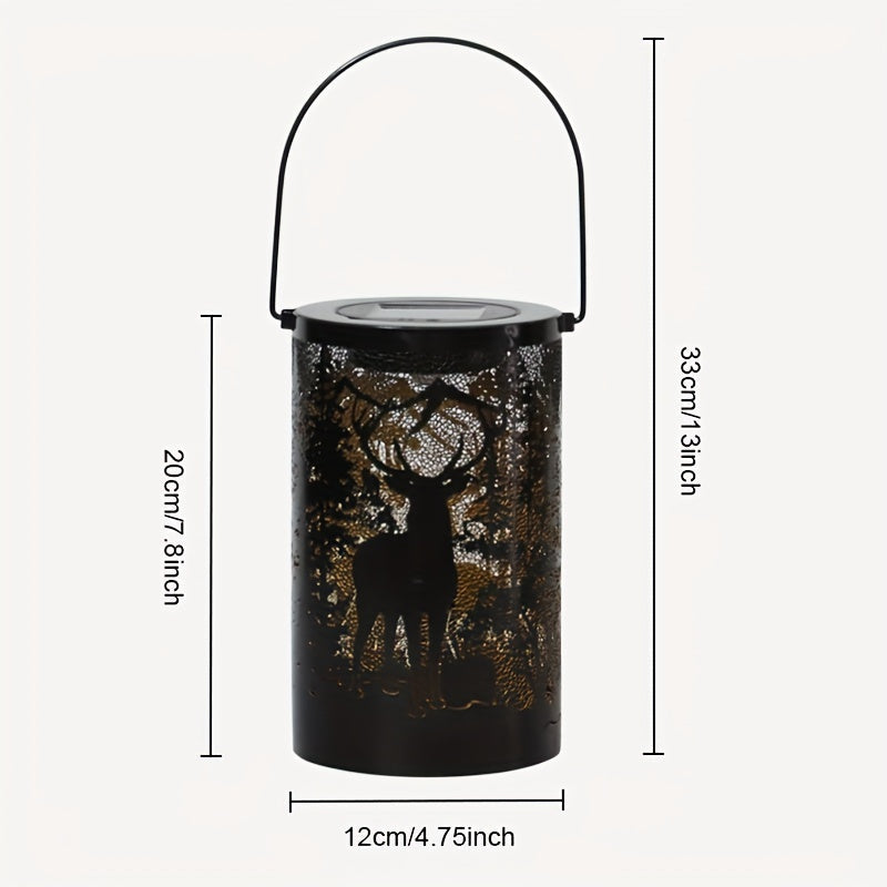 LumiGlow Lantern - Solar Powered Iron Lantern with Nature Design