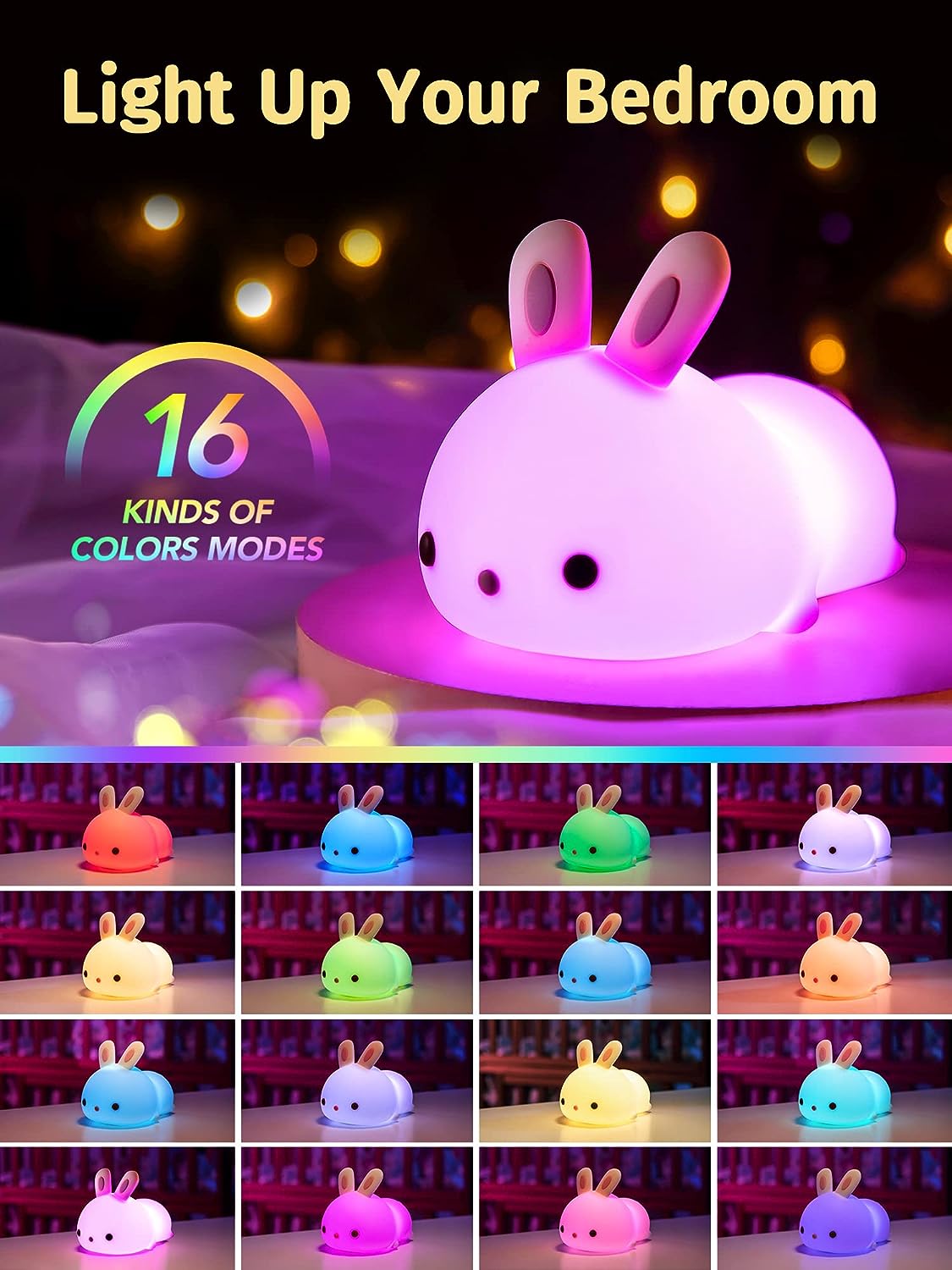 RabbitDream Night Light - Magical Rabbit with Color-Changing LED Light
