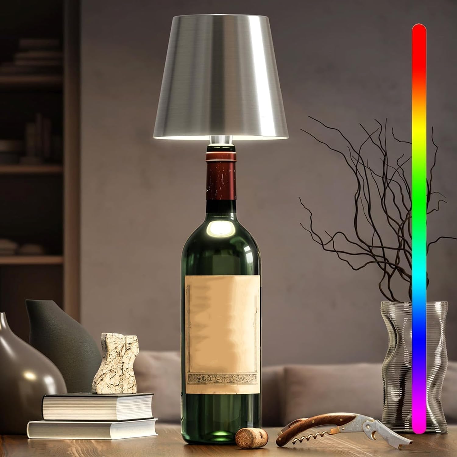 Elegant lighting bottle with touch control and USB charging