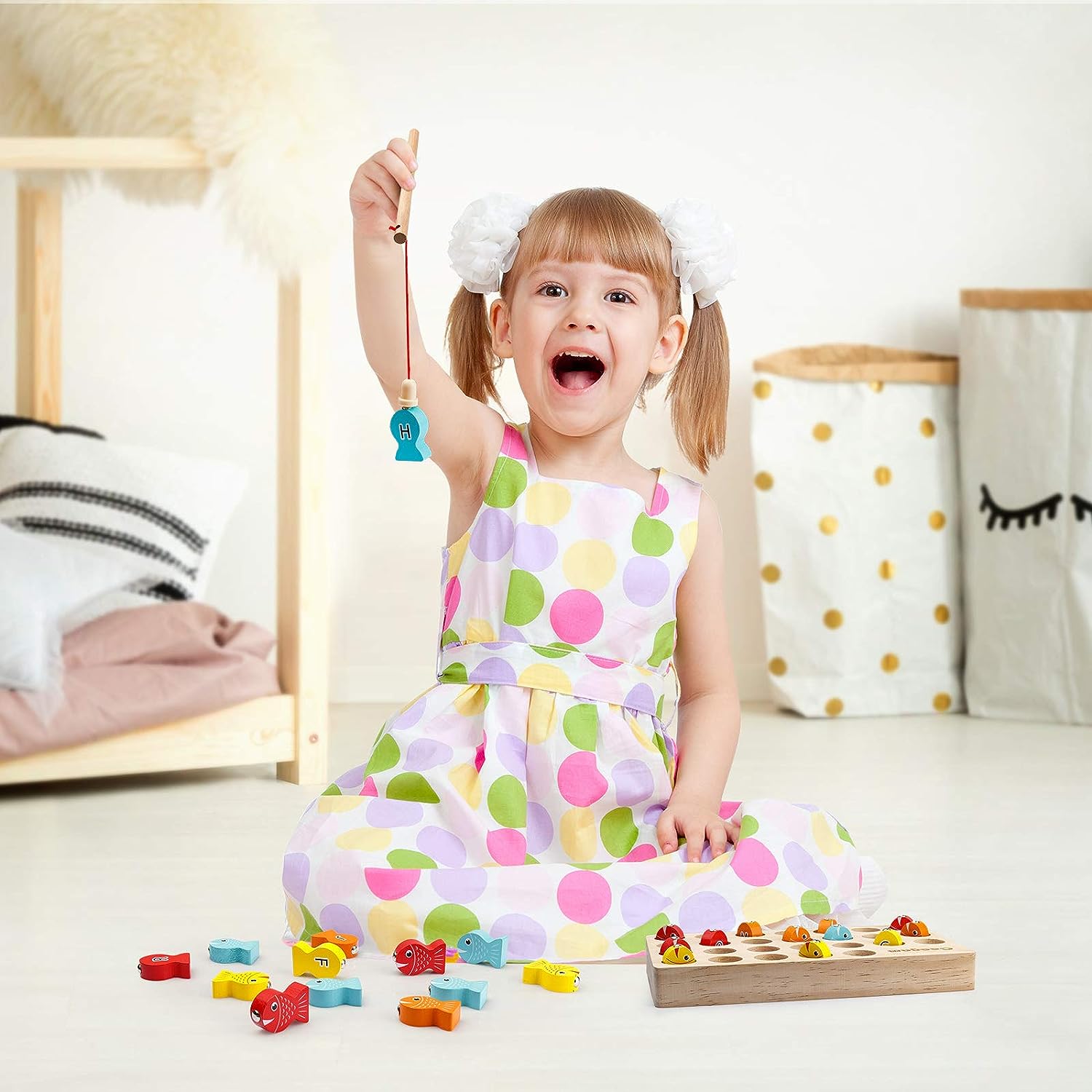 Captivating Wooden Magnetic Fishing Game - Educational Fun for Toddlers