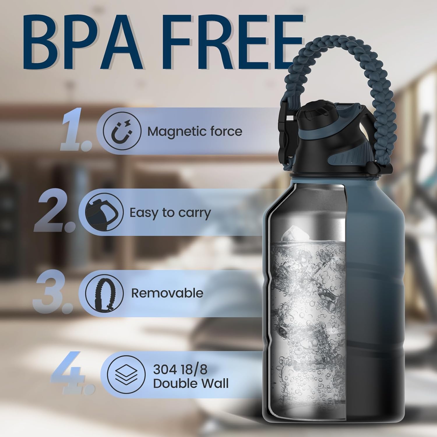 HydroGuard - Insulated Water Bottle 1.9L with Magnetic Lid
