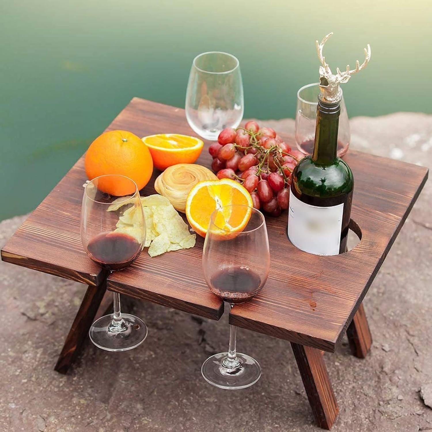 Wooden Wine Rack Table - Stylish Portable Wine Rack