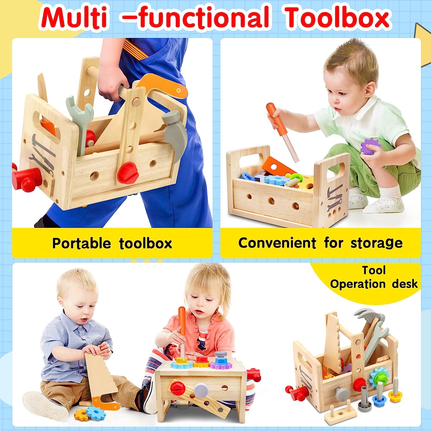 Wooden Tools for Young Children - Creative Play Fun with the Wooden Toolbox
