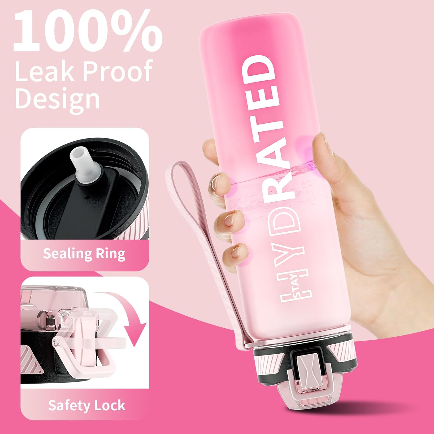 HydraFlow – Motivational Sports Bottle with Straw