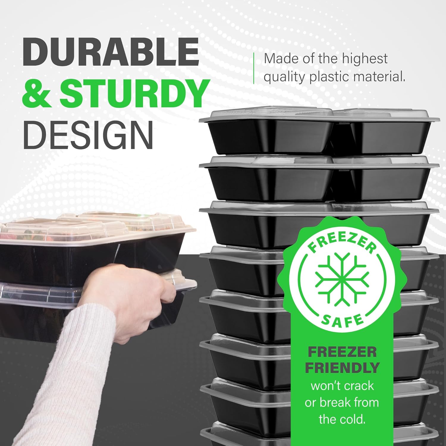 PrepMaster - Bento Dozen 3 Compartments 900ml (20 pieces)