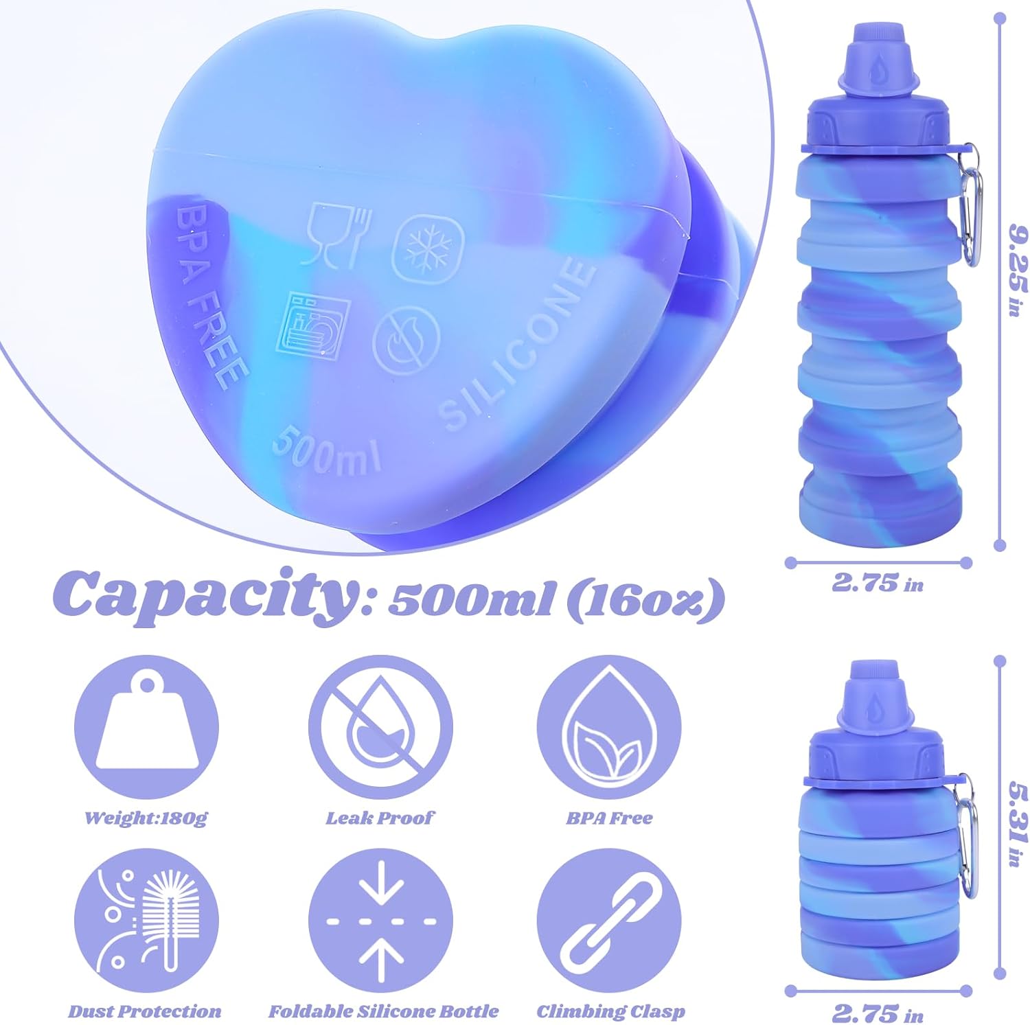 FlexiHydrate - Compact Collapsible Water Bottle for Travel