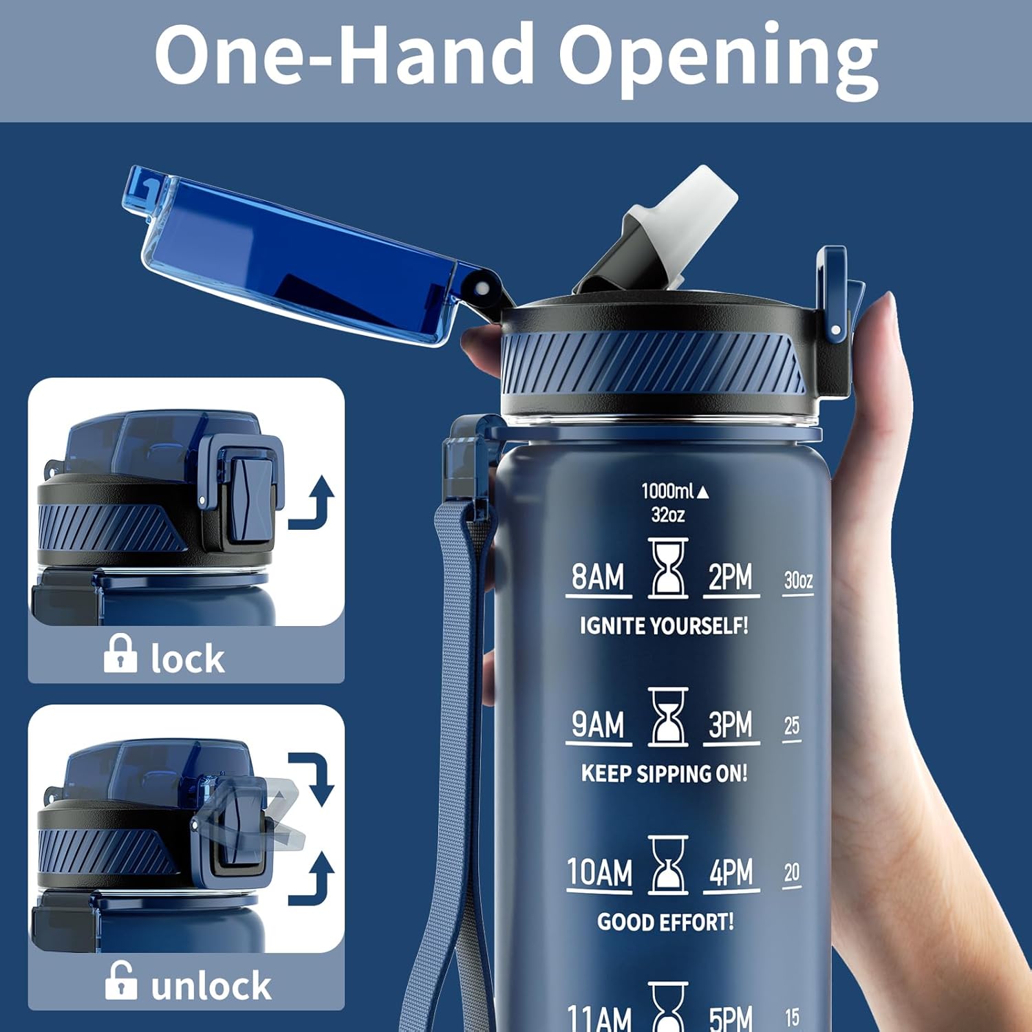 HydraFlow – Motivational Sports Bottle with Straw