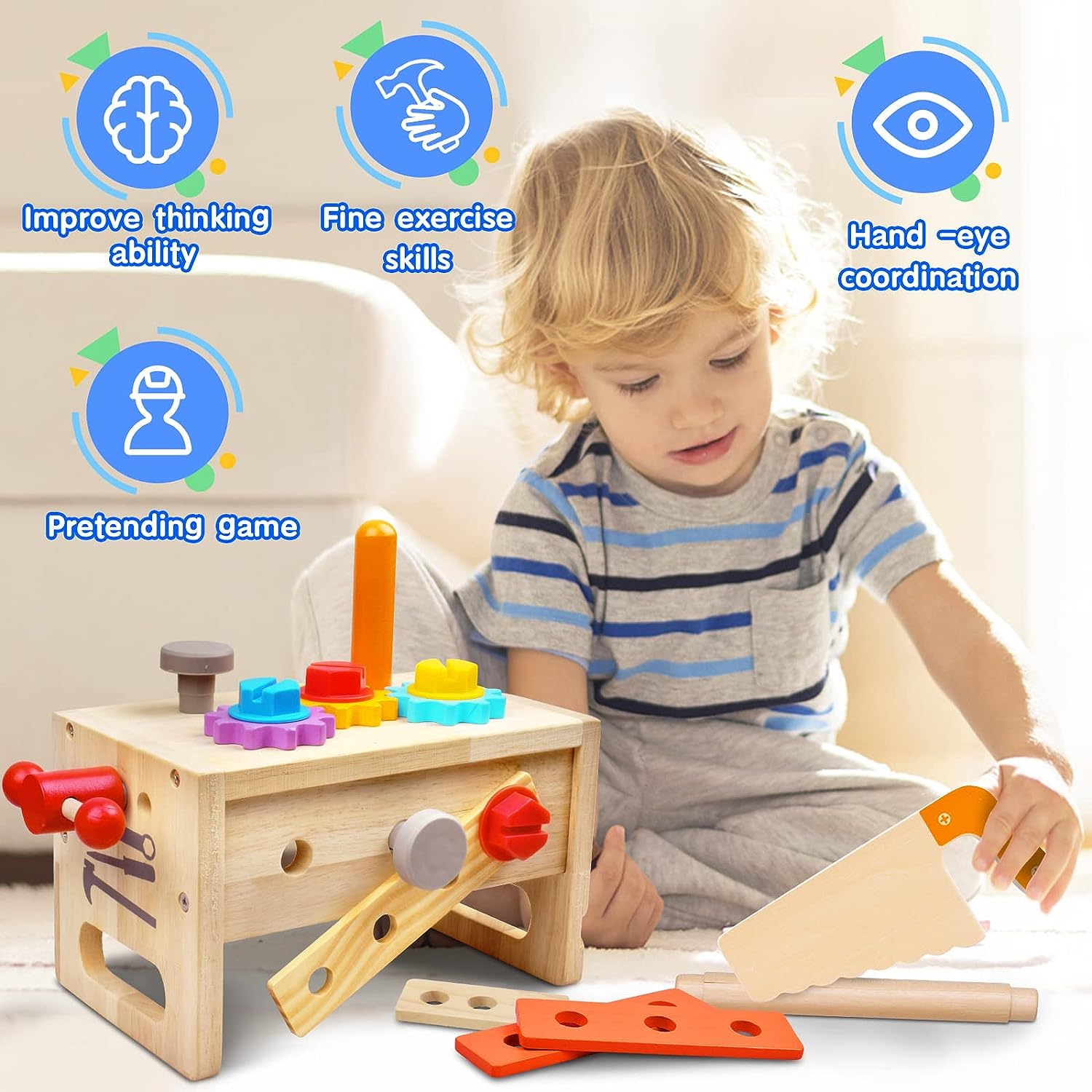Wooden Tools for Young Children - Creative Play Fun with the Wooden Toolbox