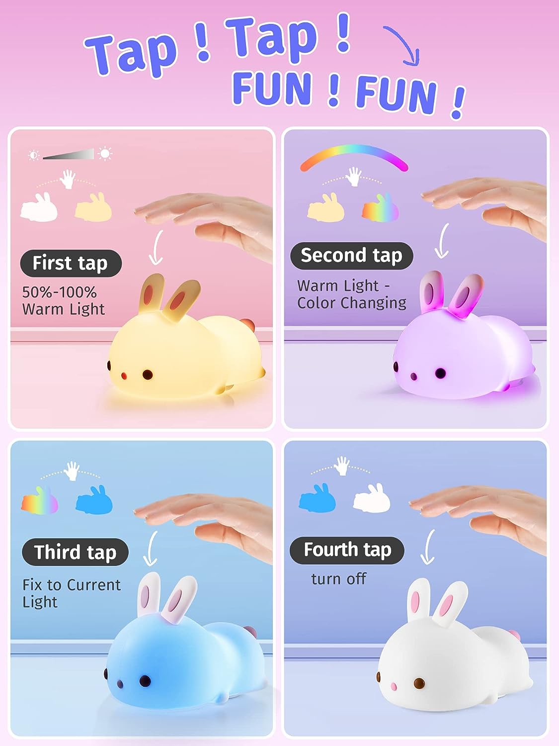 RabbitDream Night Light - Magical Rabbit with Color-Changing LED Light