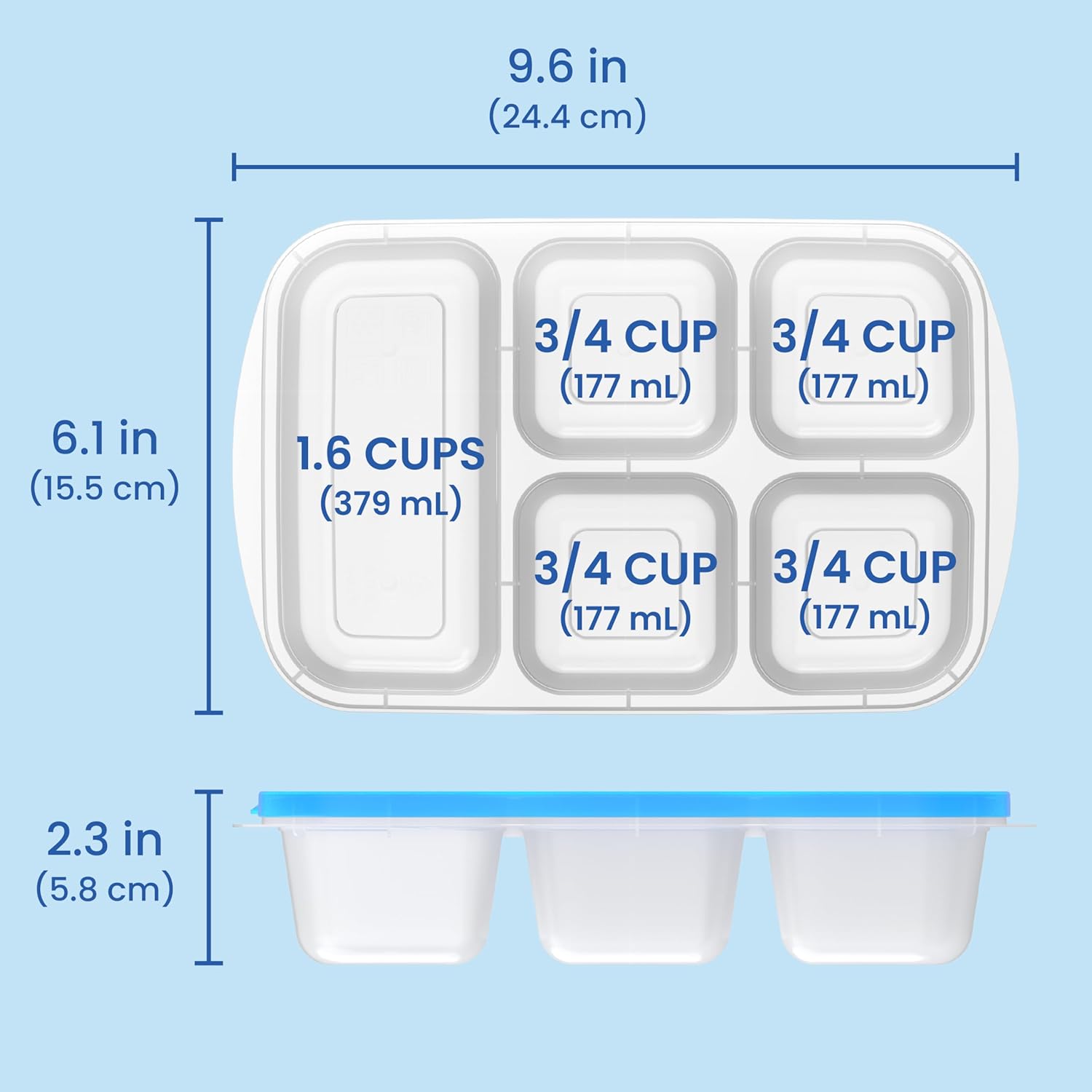 EcoStore - Sustainable 5-Compartment Storage Boxes Set of 8