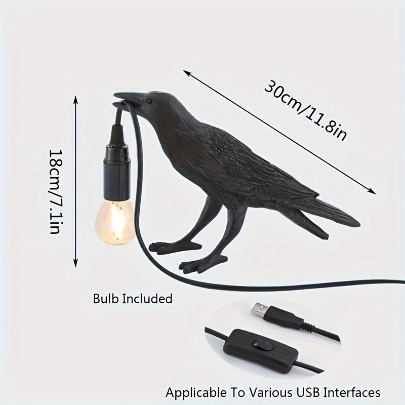 RavenLicht Lamp - Elegant Raven Table Lamp with USB