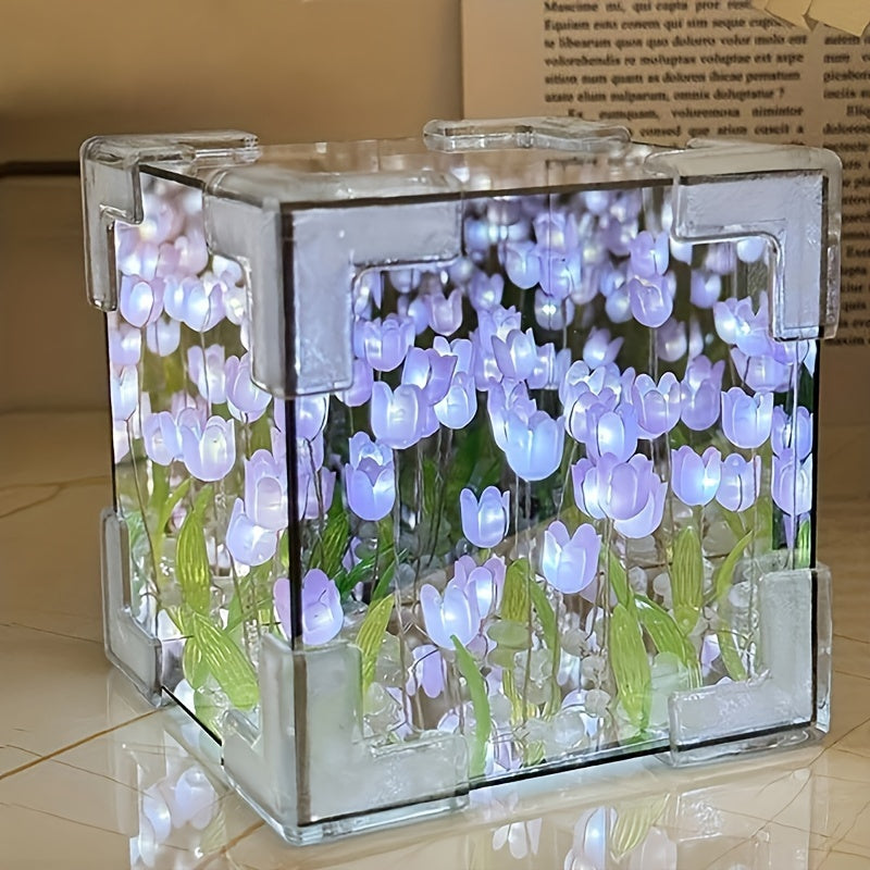 TulipGlow - Elegant Tulip LED Night Light with Mirror