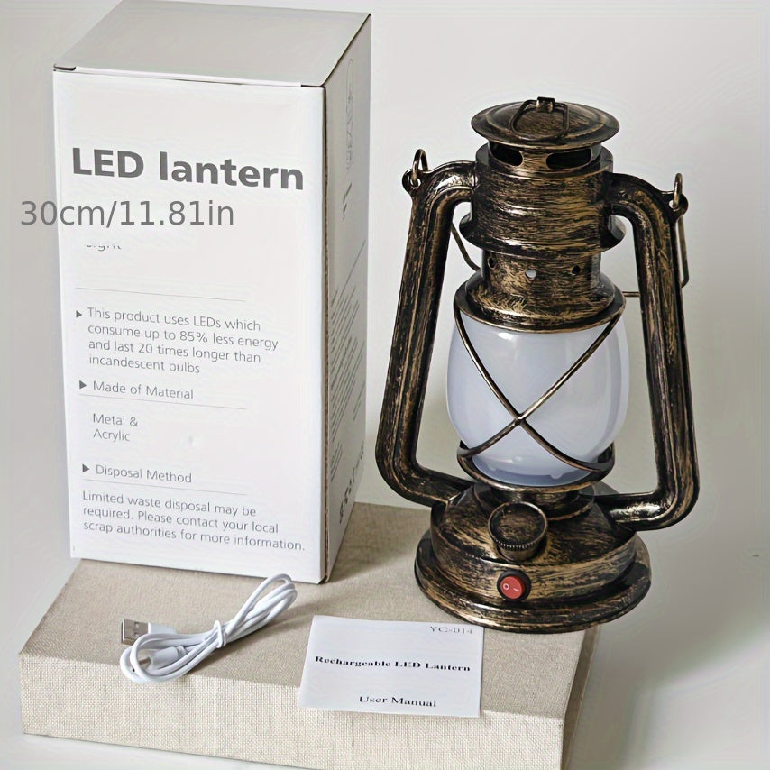 RetroGlow Lantern – Vintage LED Lamp with Flame Effect