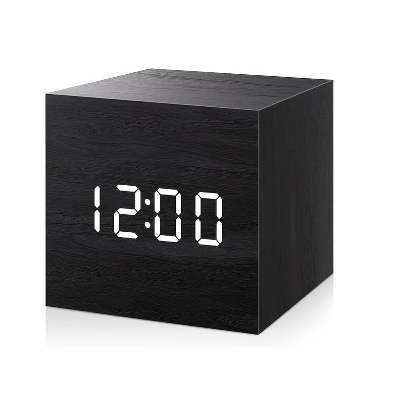 WoodTime Clock – Stylish Wooden Alarm Clock with LED Display