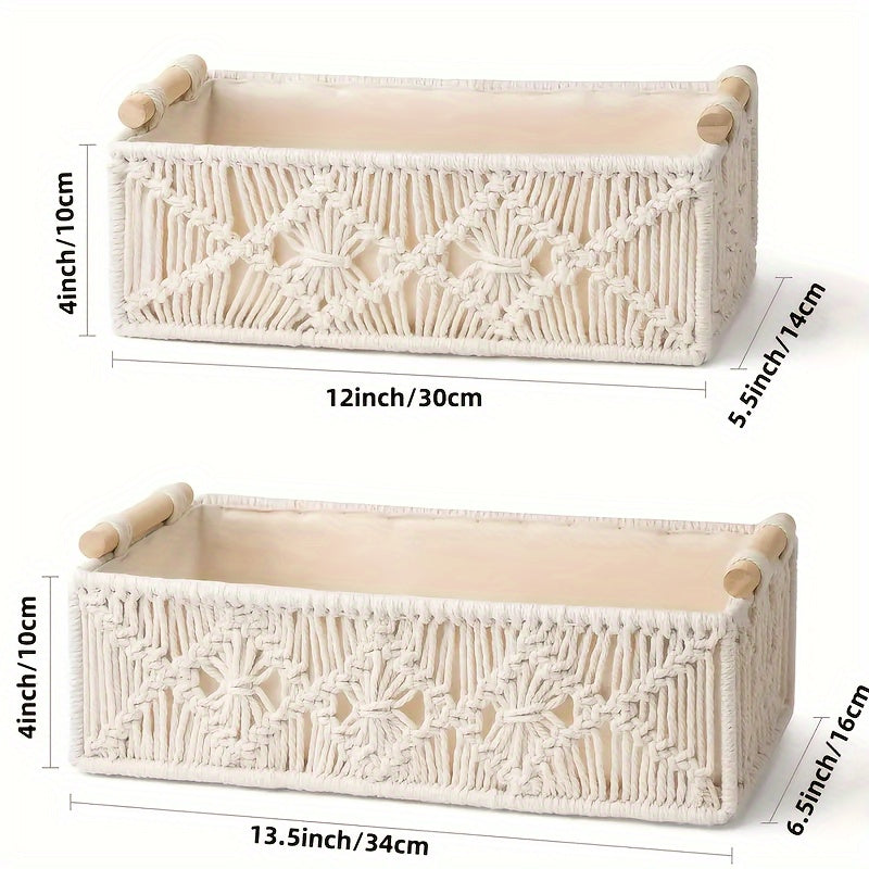 Boho Chic - Natural Cotton Storage Basket for Elegant Decor