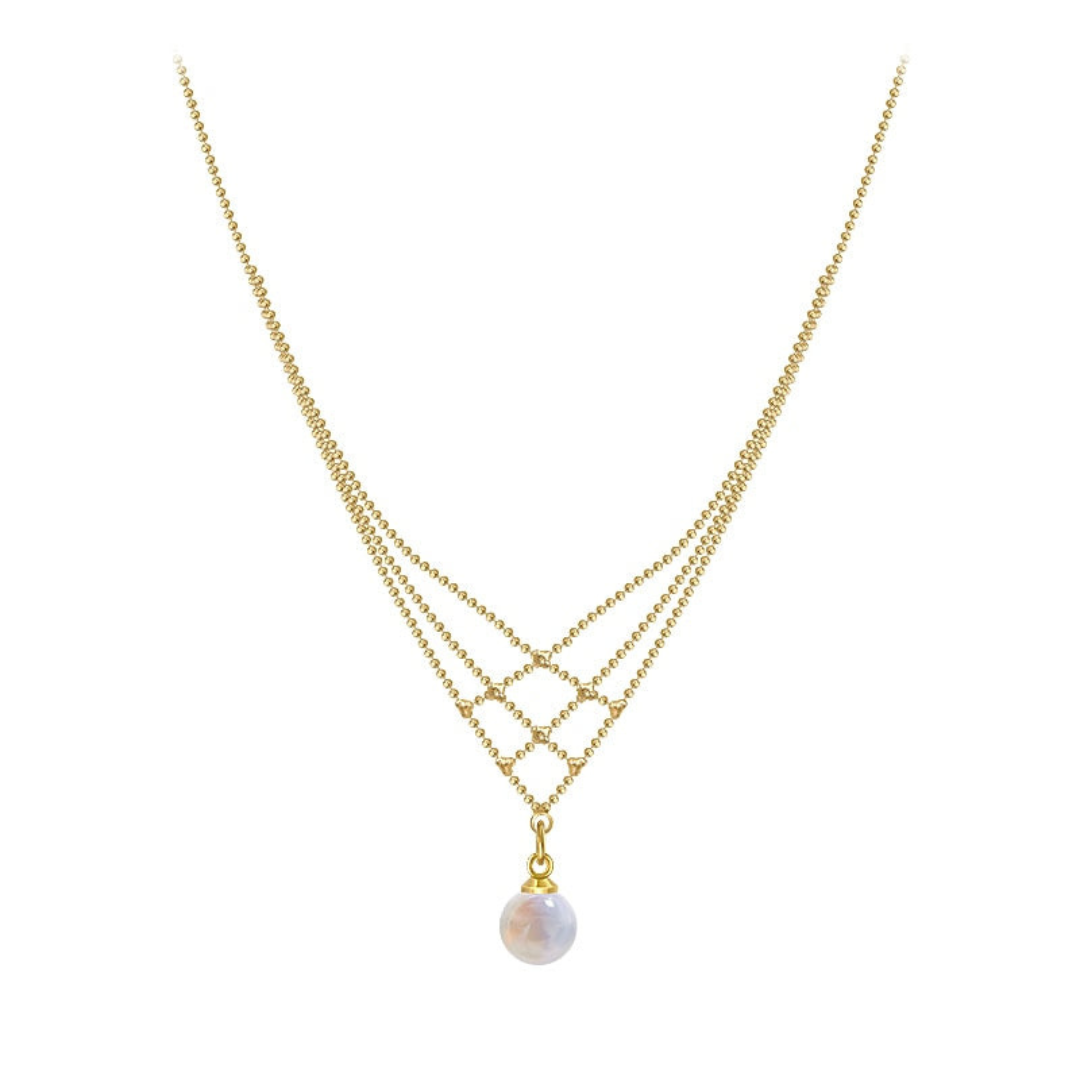 PearlGlow Necklace - Elegant Woven Jewelry