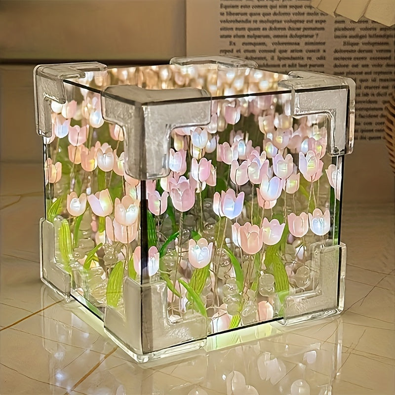 TulipGlow - Elegant Tulip LED Night Light with Mirror