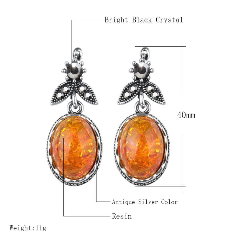 Noras Vintage Blommiga Amberörhängen