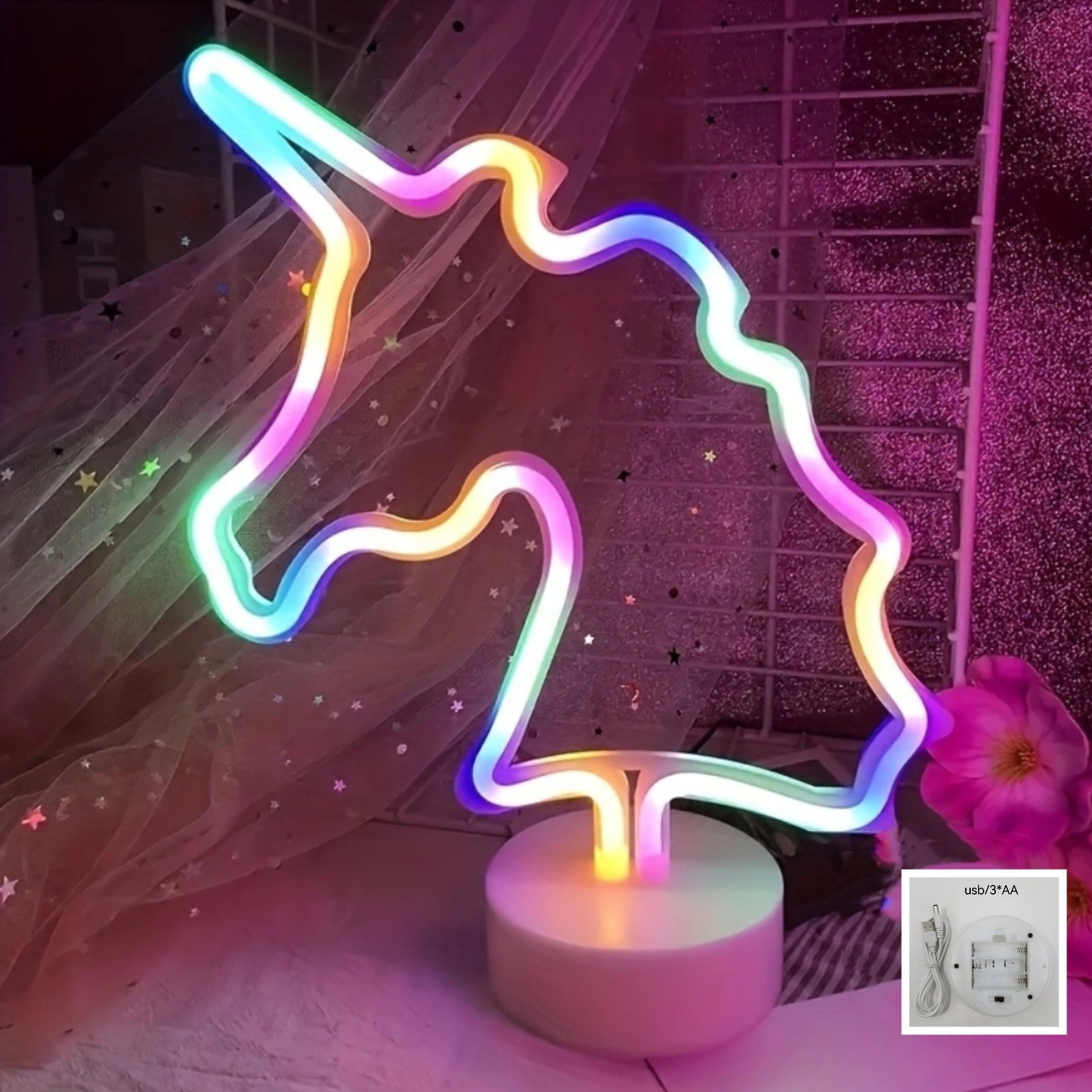 UnicornGlow Lampa - Neon Enhörning USB Skrivbordslampa för Festdekoration