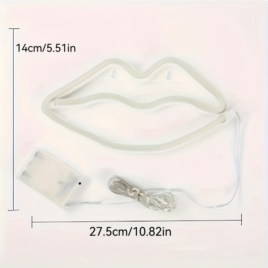 GlowLips - Neon Pink LED Wall Lamp for Valentine's Day