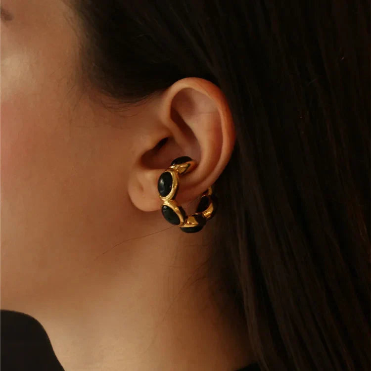Celina - Elegant gold-plated onyx ring