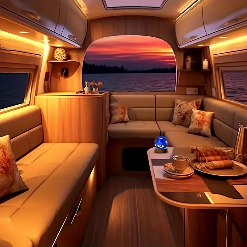 LumiSphere - Luxurious 3D Crystal Table Lamp with Wooden Base