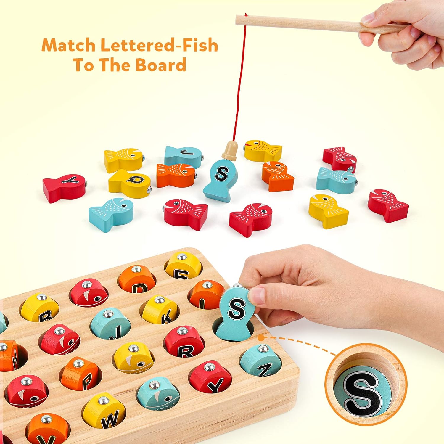 Captivating Wooden Magnetic Fishing Game - Educational Fun for Toddlers