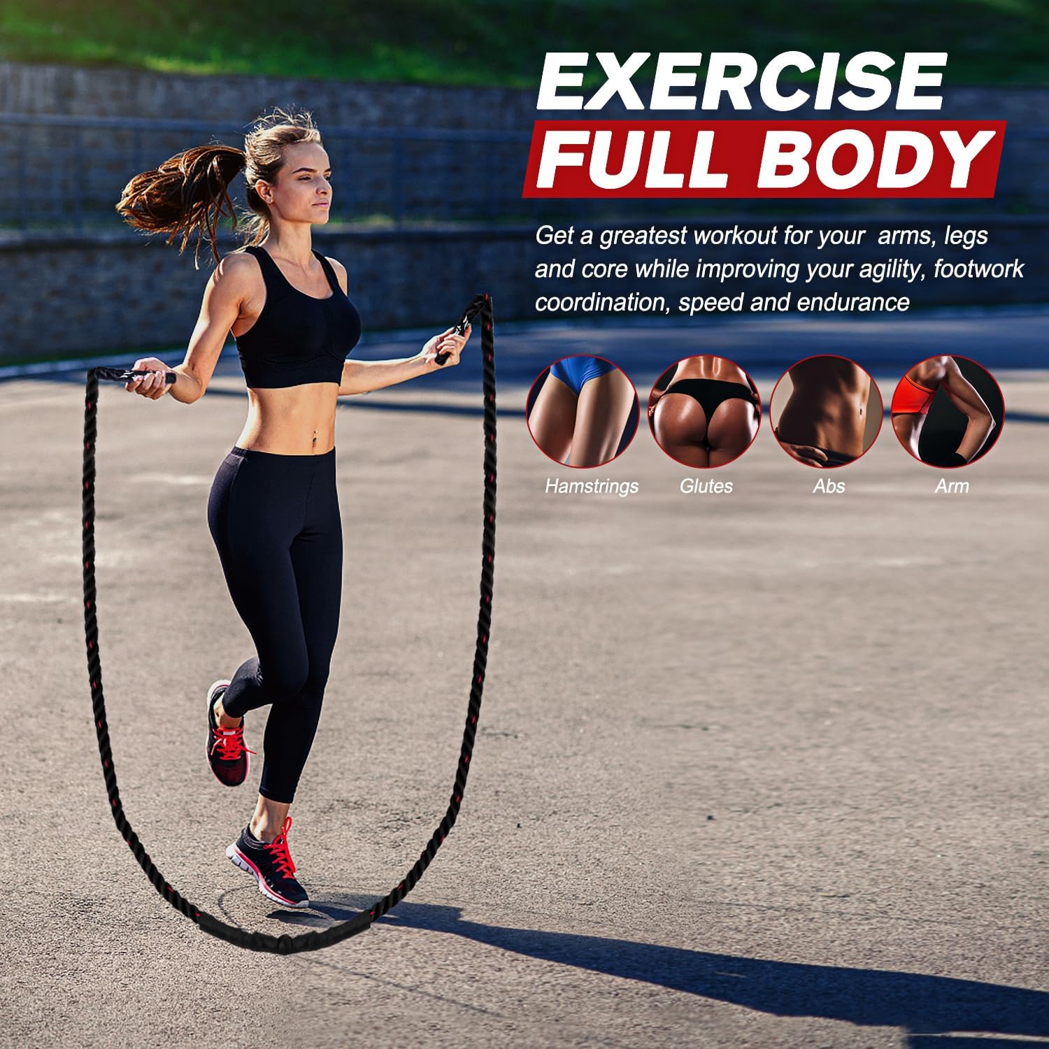 PowerJump - Heavy Adjustable Jump Rope for Training