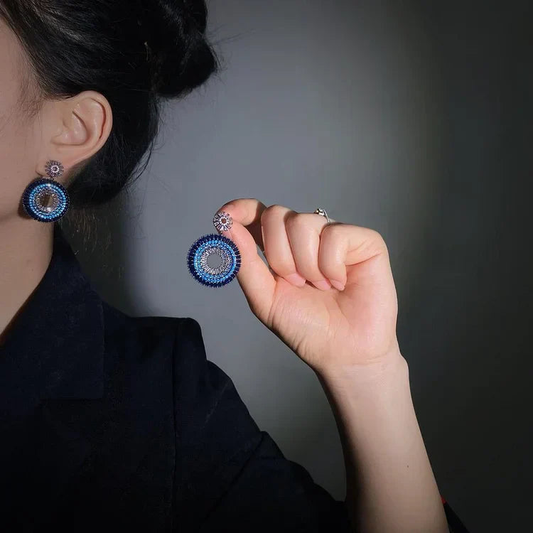 Elegant Silver Earrings with Evil Eye - Layla Collection