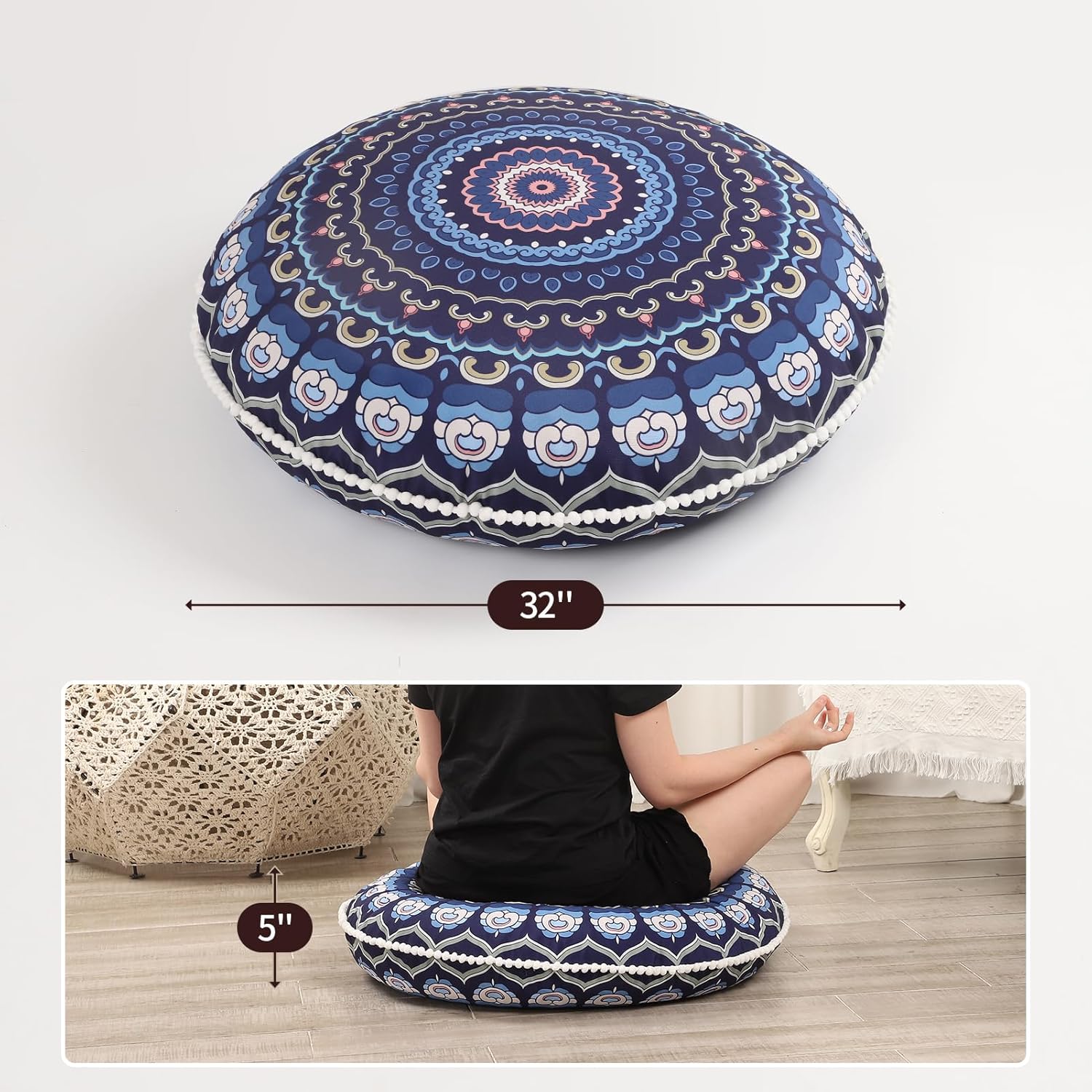MemoryZen - Large Meditation Cushion with Memory Foam (81 cm)