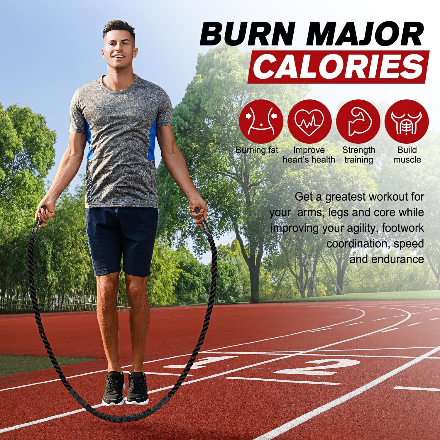 PowerJump - Heavy Adjustable Jump Rope for Training