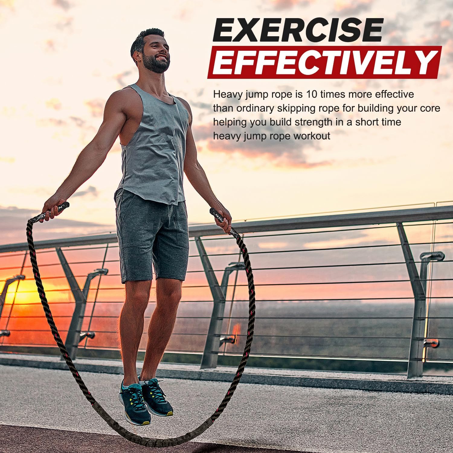 PowerJump - Heavy Adjustable Jump Rope for Training