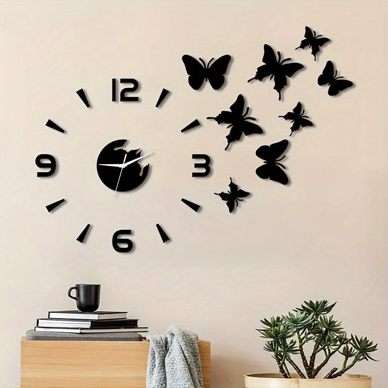 AcrylicButterfly - Luxury 3D Butterfly Mirror Clock