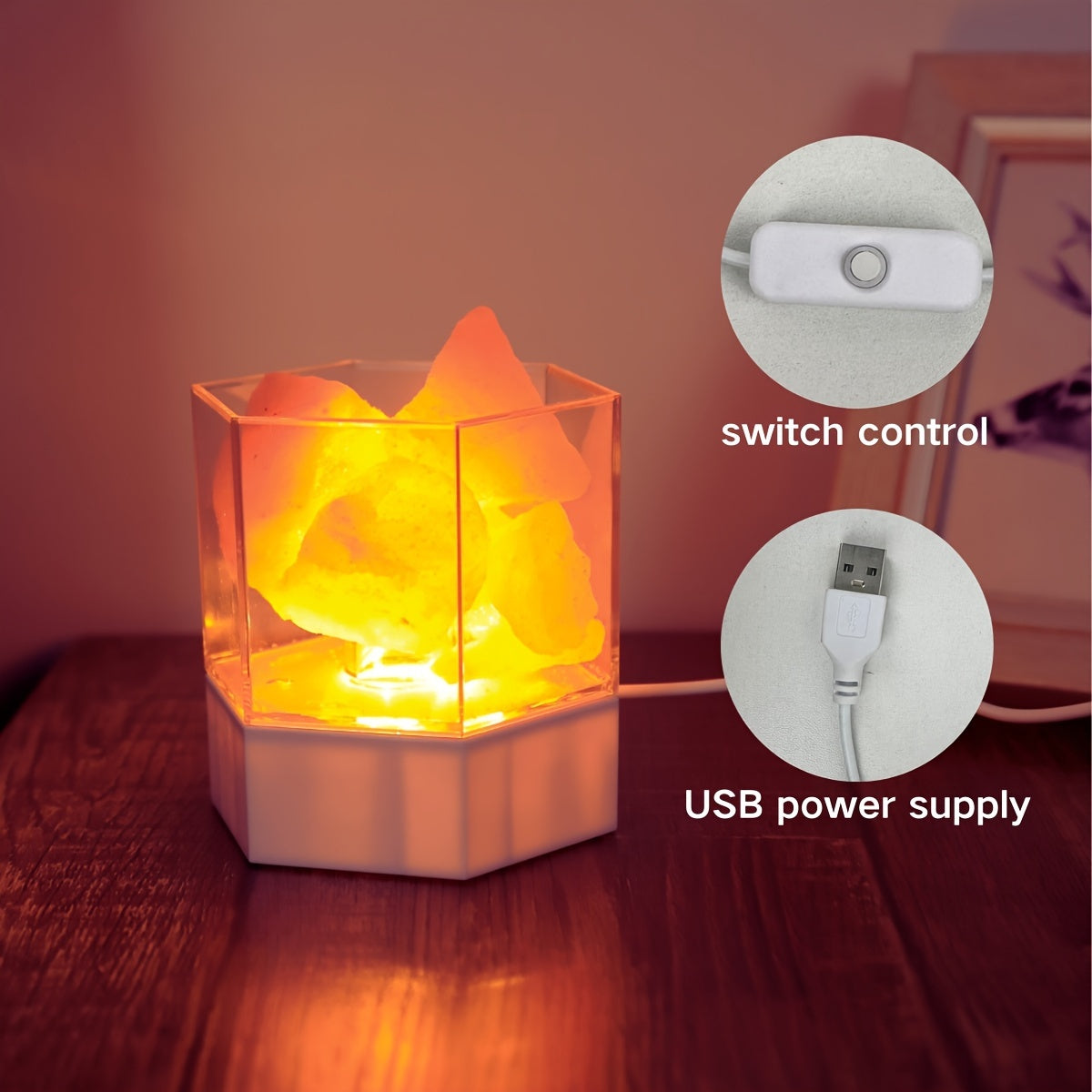 HimalayanGlow Lamp – Atmospheric Salt Night Light with USB