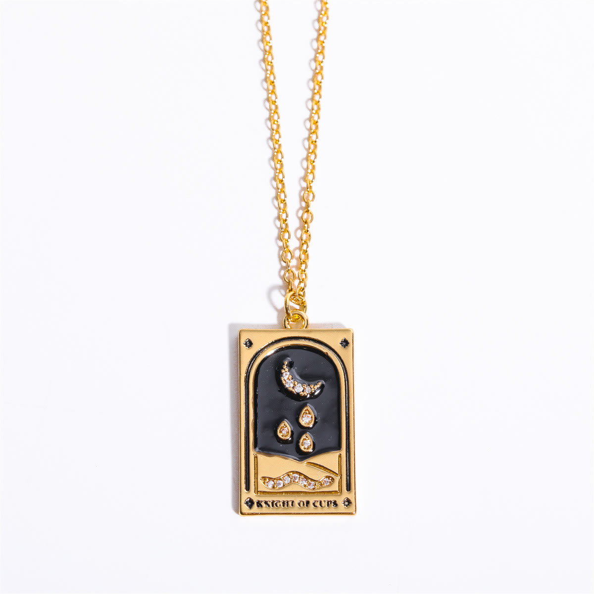 Elegant Amara Tarot Drop Pendant Necklace with Zirconia Gold Plating