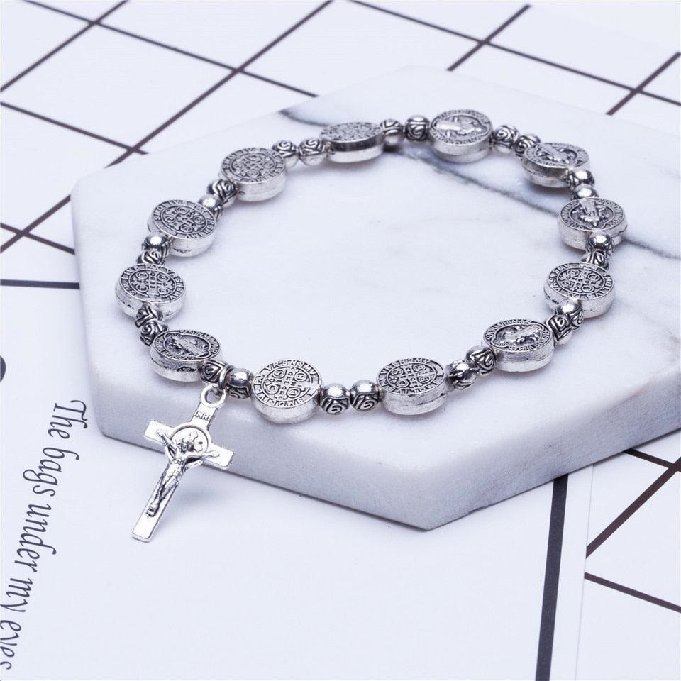 Luxe Gold and Silver Christian Cross Bracelet - Solana Elegant Design